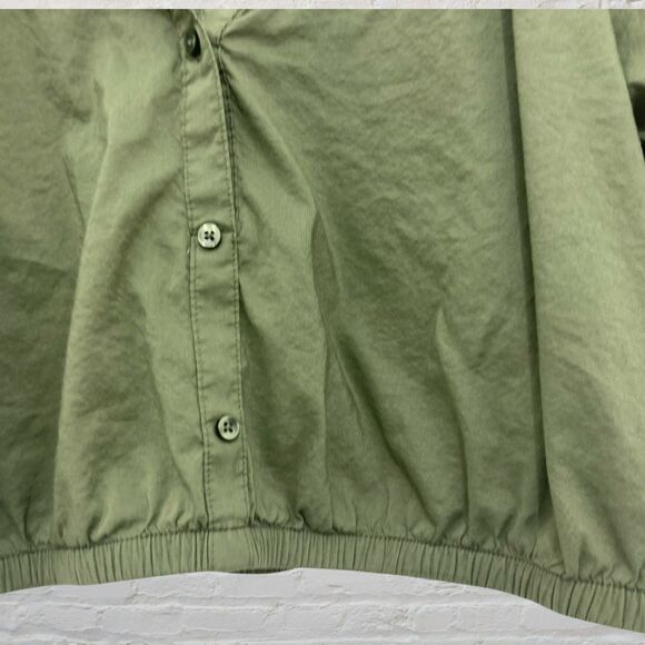 Aerie Crop Top Button-Front Size M Olive Green - Picture 9 of 14